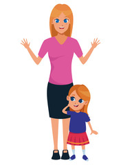 Family single mother with children cartoon