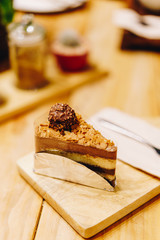 chocolate cake in cafe