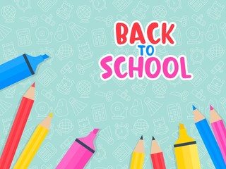 Back to school poster template, vector illustration