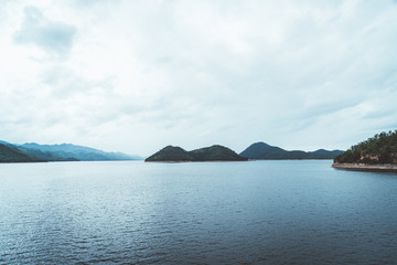 Srinagarind Dam with cloudy sky at kanchanaburi ,Thailand
