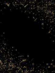 Memphis style geometric confetti vector background of triangle circle square shapes, chevron wavy lines.