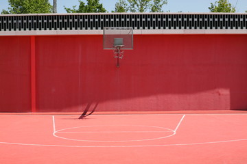 Urban basketball outdoors street ball in the hood. 
