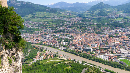 Fototapeta na wymiar Aerial view of Trento, Italy from top of Mount Bodone