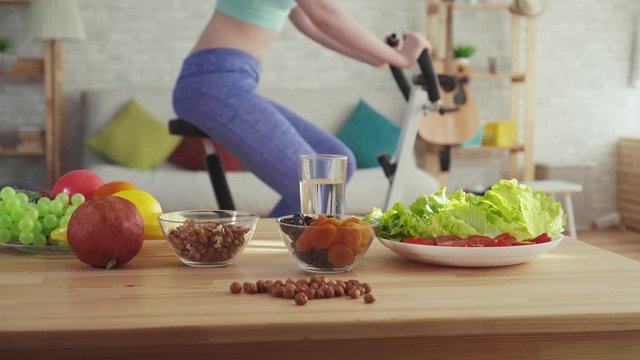 concept of proper nutrition,on the table are vegetables fruits and nuts