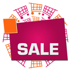 Naklejka premium Sale Shopping Carts Circular Pink Orange 