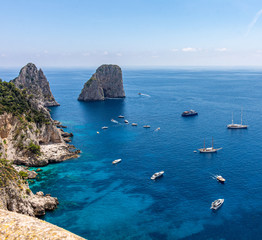 Italy, Capri, view of the faraglioni 