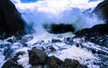 big wave in winter sea