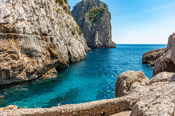 Italy, Capri, view of the faraglioni 