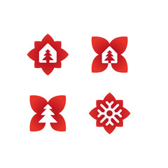 Sign for Christmas store, Christmas tree in the house, snowflake