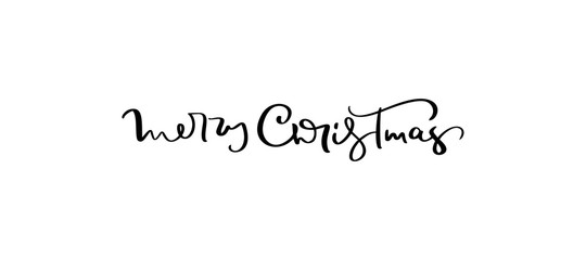 Merry Christmas vector Calligraphic text. Lettering design card template. Creative typography for Holiday Greeting Gift Poster. Calligraphy Font style Banner