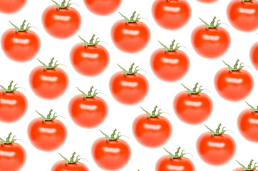 Colorful pattern of red tomatoes on white background. - Image