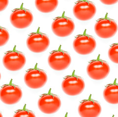 Colorful pattern of red tomatoes on white background. - Image