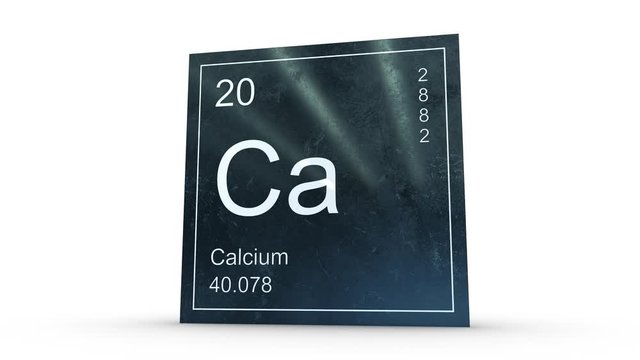 Calcium element symbol from the periodic table on metallic square icon 3D animation