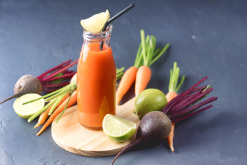 Freshly Juiced Greens and Vegetables for Nutritious Drink Healthy Detox Drink Vegetable Diet Drink Copy Space Horizontal