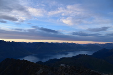 Sunrise on New year's Day in Queenstown, New Zealand