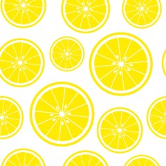 Seamless white background with lemon slices. Vector illustration design for greeting card or template.