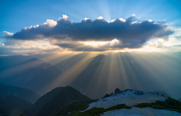 sunset in mountains