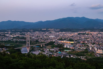 Naklejka premium 秩父市 夕景 秩父ミューズパーク展望台から
