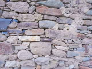 real stone wall without cement. old house with stone walls. surface, background, texture
