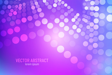 Circles abstract background. 3D abstract purple and blue background with circles, lens flares and glowing reflections. Vector illustration.