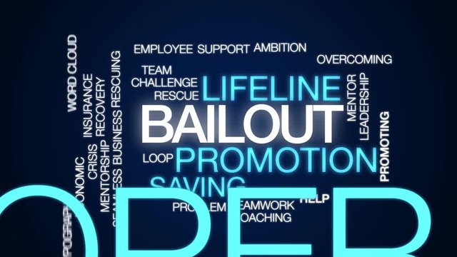 Bailout animated word cloud. Kinetic typography.