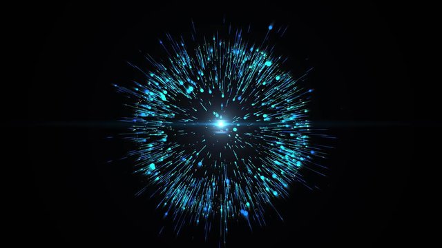 Spinning sphere made up of colorful particles