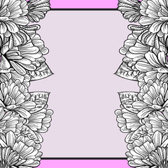 graphic banner flowers black and white postcard greeting card illustration vector