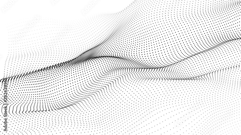 Aufkleber Abstract wave in white background. Wave of particles. Vector illustration.