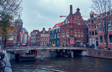 Obraz premium Buildings in Amsterdam in autumn