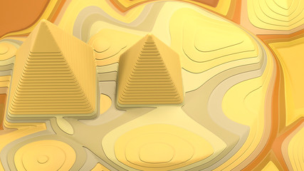 Ancient pyramid island Abstract miniaturised graphics