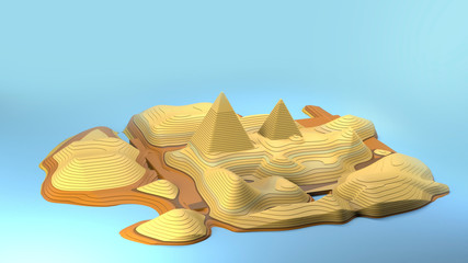 Ancient pyramid island Abstract miniaturised graphics