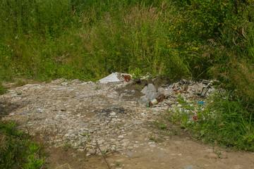 Large heap of garbage inside a processing plant