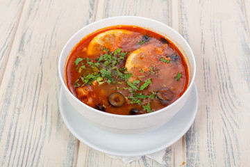 beautiful meat soup in the original design, for use in design	