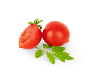 Cherry tomatoes isolated on white background.