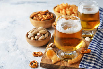 Beer and various snacks