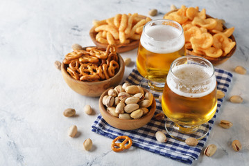 Beer and various snacks