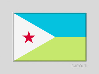 Flag of Djibouti. National Ensign Aspect Ratio 2 to 3 on Gray Cardboard