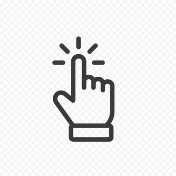 Click cursor icon isolated on transparent background. Vector hand pointer symbol.