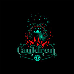 Magic cauldron with a bat handle.