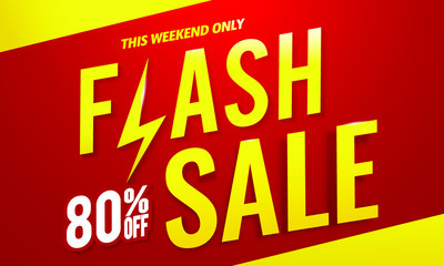 Flash sale banner template decorated with lightning.Vector desing