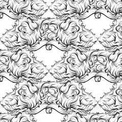 Vector pattern with hand drawn illustration of fantastic dog isolated.
