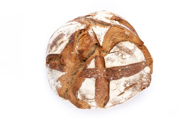 Rye eco breads on the white background.