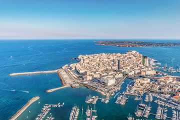 Aerial view of the Ortgia island in Syracuse Sicily