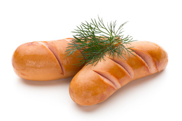 Pork sausage isolated on white background.