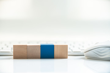Building Blocks on table with white background