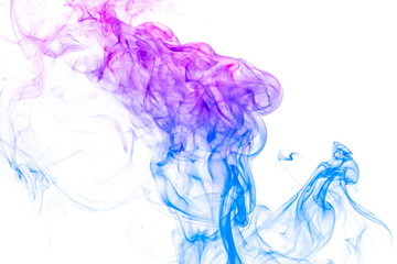 Colored smoke on white background