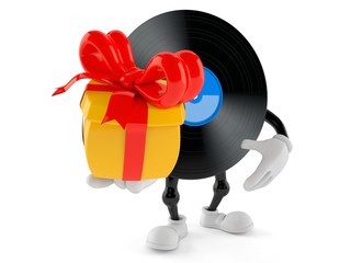 Vinyl character holding gift