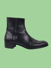 black leather boots isolated on white background