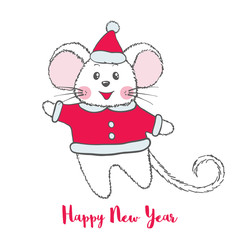 Cute Mouse character in Santa Claus costume.