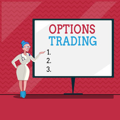 Word writing text Options Trading. Business concept for Different options to make goods or services spread worldwide.